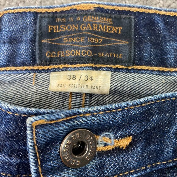 Filson Selvedge Jeans Men's 38 x 34 Fits 39 x 29 Blue Cotton Rail Splitter CC - Picture 5 of 15